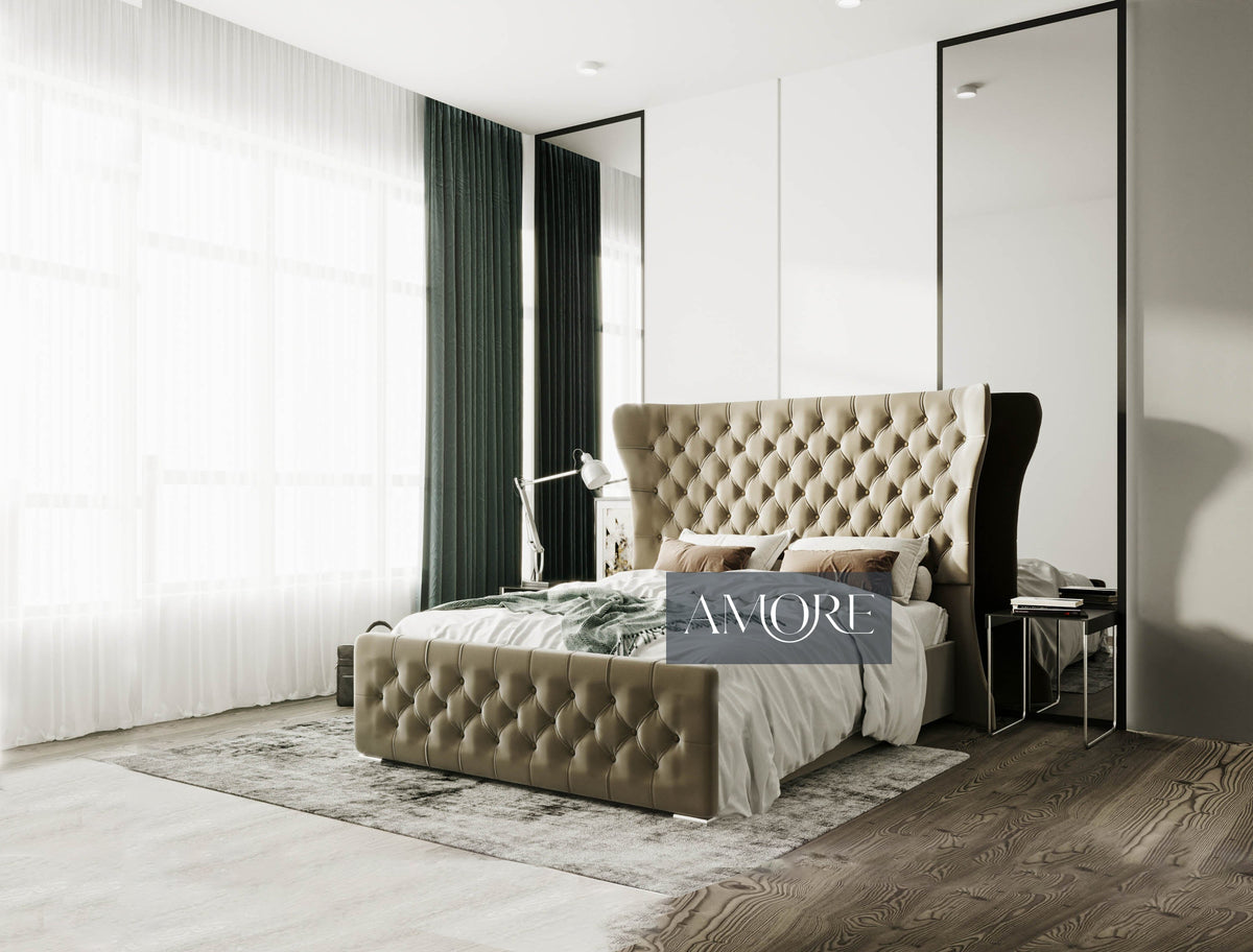 Sawyer Tall Headboard Winged Bed - Amore