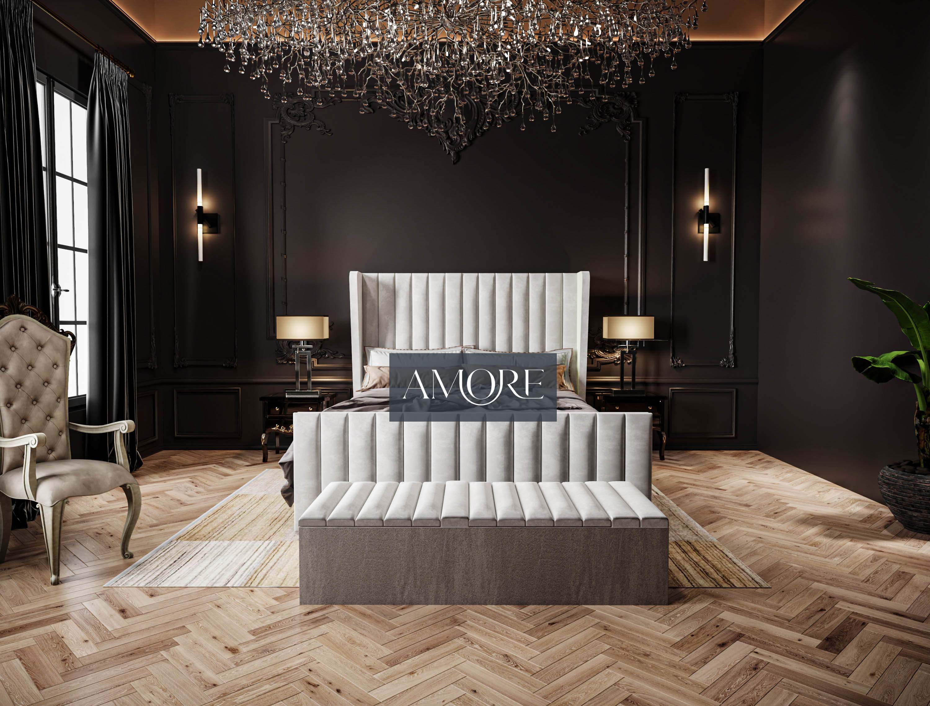 Curve Winged Julie Stripe Panel Lined Bed