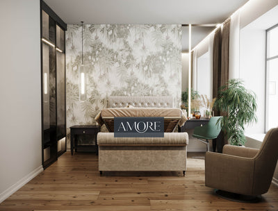 Quebec Chesterfield Sleigh Stripe Scroll Bed - Amore
