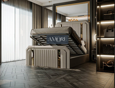 Samy Glossy Gold Strip Elegance Bed