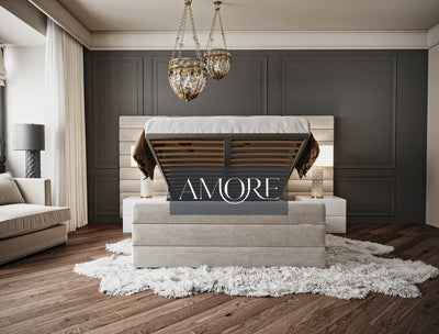 Leland Wide Headboard Upholstered Line Panel Bed - Amore