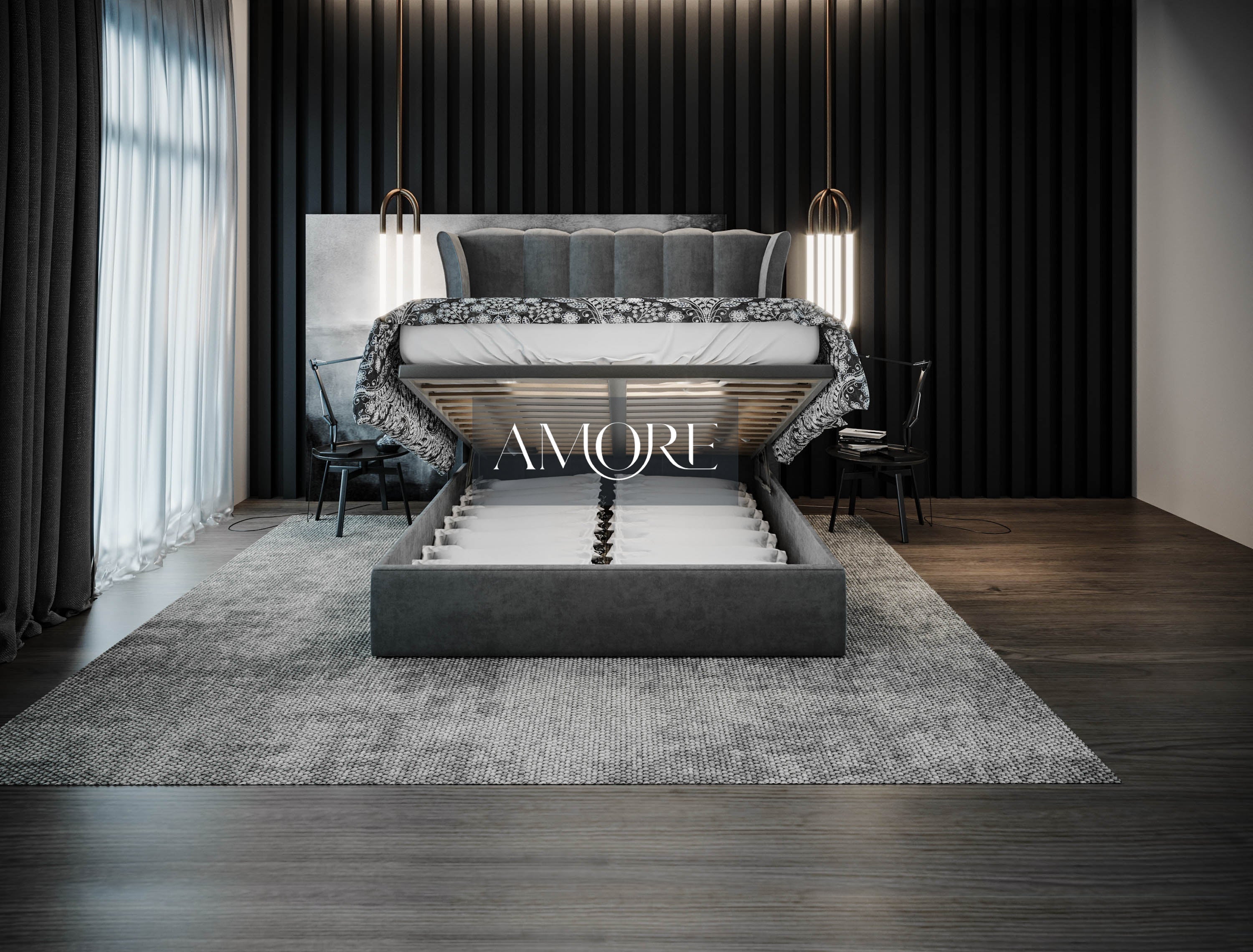 Cologne High Winged Upholstered Bed